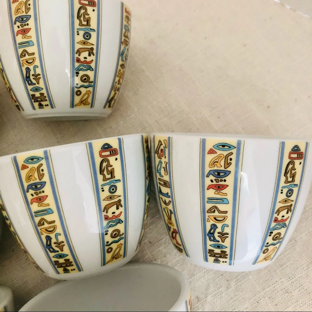 8 Eschenbach porcelain cups /Egyptian Hieroglyphs